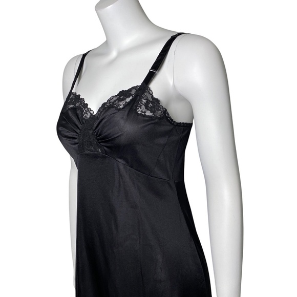 Shadowline Black Full Slip Dress Size 34 Tall Lace Trim Nylon Adjustable Straps - Picture 3 of 7